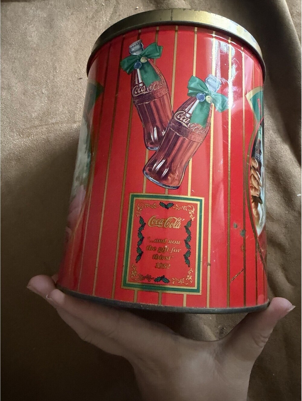 Vintage Large Pepsi-Cola Santa Claus Popcorn Tin with Lid Houston Food Co. 1993